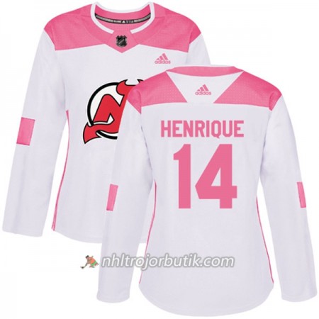 Dame Ishockey New Jersey Devils Tröja Adam Henrique 14 Adidas 2017-2018 Vit Rosa Fashion Authentic